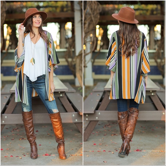 ✨LAST ONE✨Open Front Striped Cardigan - Picture 3 of 4